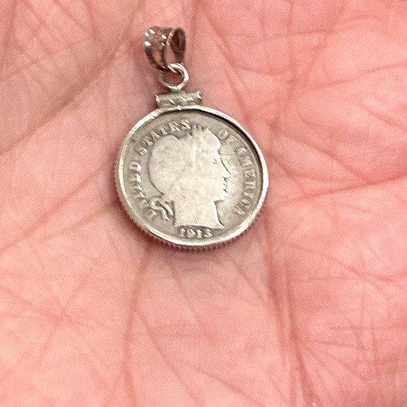 Rare 1913 Barber Silver Dime Pendant - Picture 4 of 5